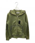 A BATHING APEアベイシングエイプ）の古着「MILITARY SHARK FULL ZIP HOODIE」｜グリーン