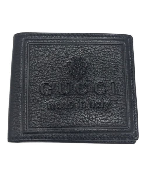 GUCCI（グッチ）GUCCI (グッチ) 2つ折り財布 クレストロゴ ブラックの古着・服飾アイテム