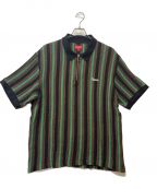 SUPREMEシュプリーム）の古着「Open Knit Stripe Zip Polo」｜ブラック×ブラウン×グリーン