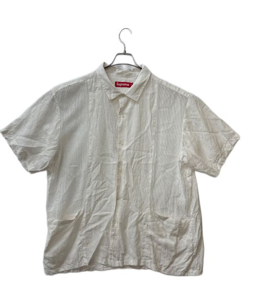 SUPREME（シュプリーム）Supreme (シュプリーム) Mesh Panel Linen S/S SHIRT 24ss ホワイト サイズ:XXLの古着・服飾アイテム