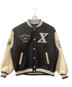 X-LARGEエクストララージ）の古着「OG LOGO VARSITY JACKET」｜ブラック×ベージュ