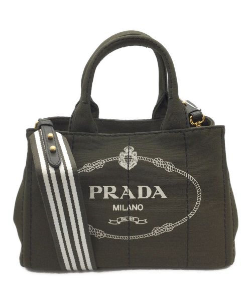 PRADA（プラダ）PRADA (プラダ) 2WAYバッグ カナパショルダー カーキ(MIMETIOCO+TAL)の古着・服飾アイテム