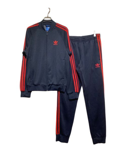 adidas（アディダス）adidas (アディダス) セットアップジャージ ネイビー×レッド サイズ:Mの古着・服飾アイテム