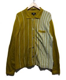 stussy（ステューシー）の古着「ストライプニットシャツ」｜イエロー×ベージュ