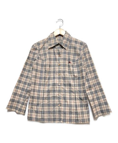 BURBERRY BLUE LABEL（バーバリーブルーレーベル）BURBERRY BLUE LABEL (バーバリーブルーレーベル) ノバチェックシャツ ベージュ×グレー サイズ:38の古着・服飾アイテム