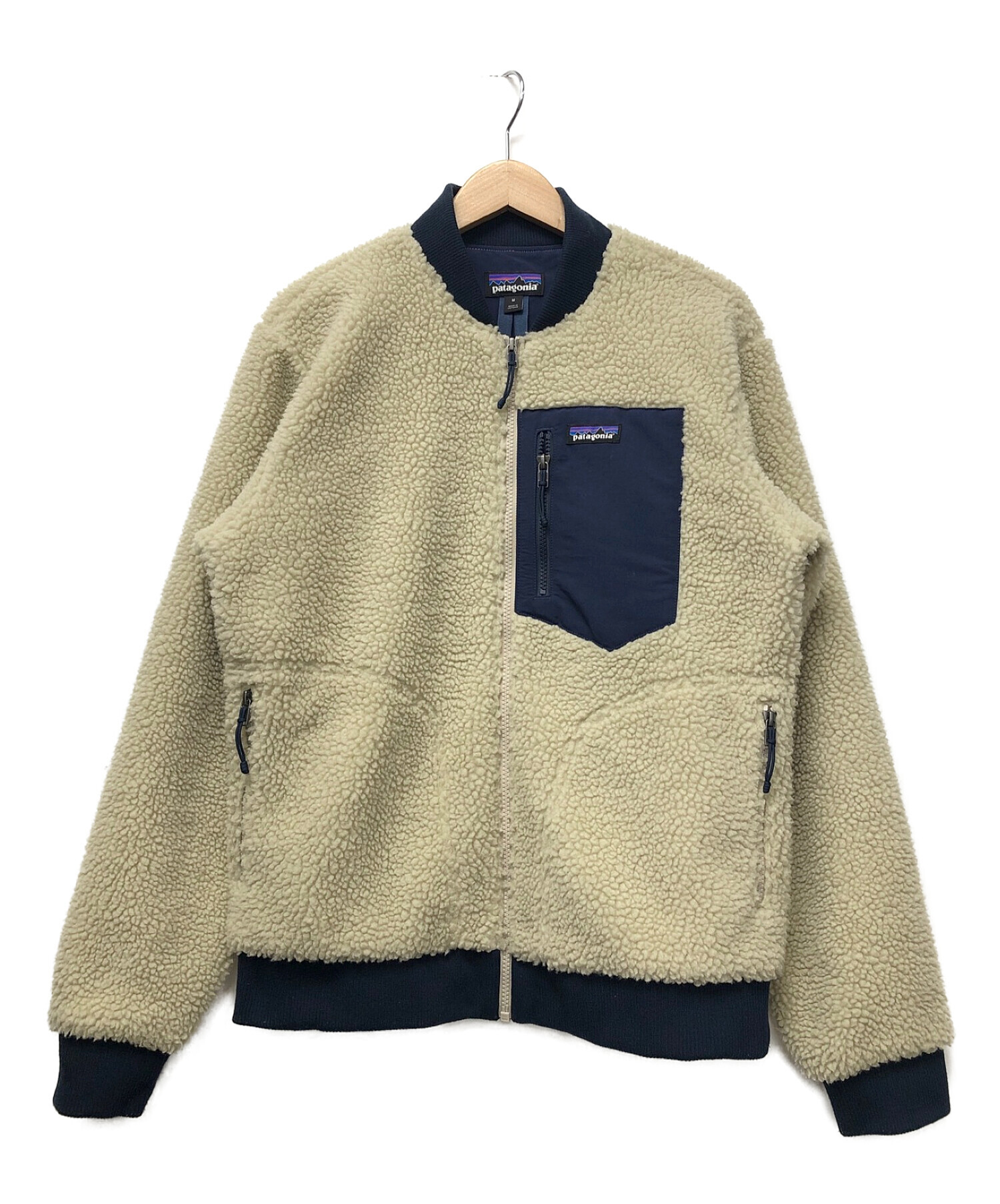 Patagonia (パタゴニア) レトロXボマージャケット ベージュ×ネイビー サイズ:M