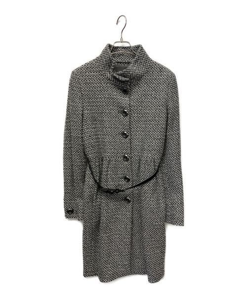 MaxMara（マックスマーラ）MaxMara (マックスマーラ) ベルト付スタンドカラーウールコート グレー サイズ:42の古着・服飾アイテム