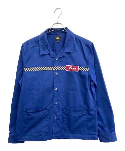 stussy（ステューシー）stussy (ステューシー) チェッカーワークカバーオール ブルー サイズ:Mの古着・服飾アイテム