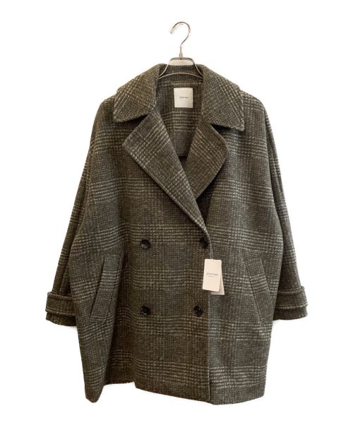 Spick and Span（スピックアンドスパン）Spick and Span (スピックアンドスパン) Wスライバーチェックハーフコート オリーブ サイズ:38の古着・服飾アイテム