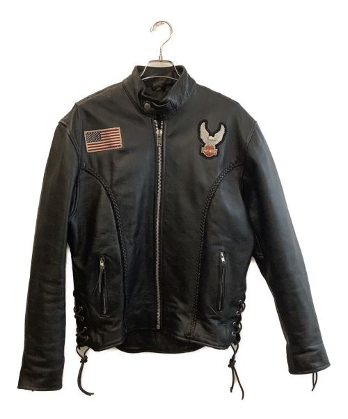 LEATHER KING（LEATHER KING）LEATHER KING (LEATHER KING) HARLEY-DAVIDSON (ハーレーダビッドソン) レザージャケット ブラック サイズ:40の古着・服飾アイテム