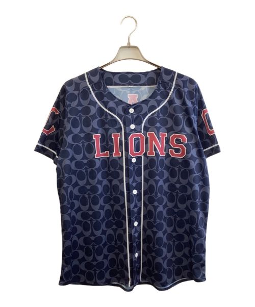 西武ライオンズ（セイブライオンズ）西武ライオンズ (セイブライオンズ) COACH (コーチ) ゲームシャツ ネイビー サイズ:Lの古着・服飾アイテム