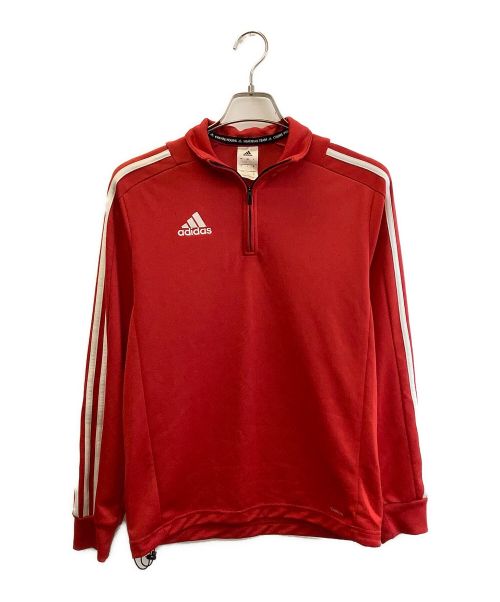 adidas（アディダス）adidas (アディダス) ハーフジップジャケット レッド サイズ:Mの古着・服飾アイテム