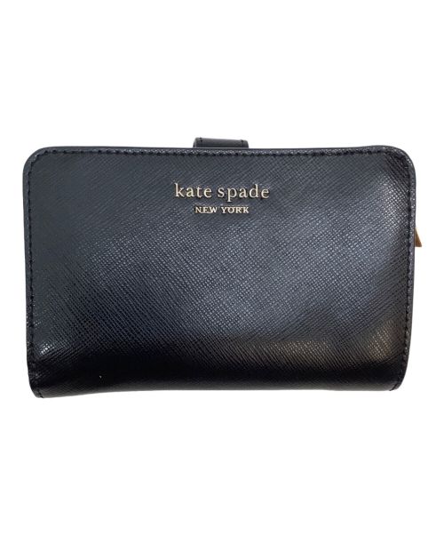 Kate Spade（ケイトスペード）Kate Spade (ケイトスペード) 2つ折り財布 ブラック×ピンクの古着・服飾アイテム