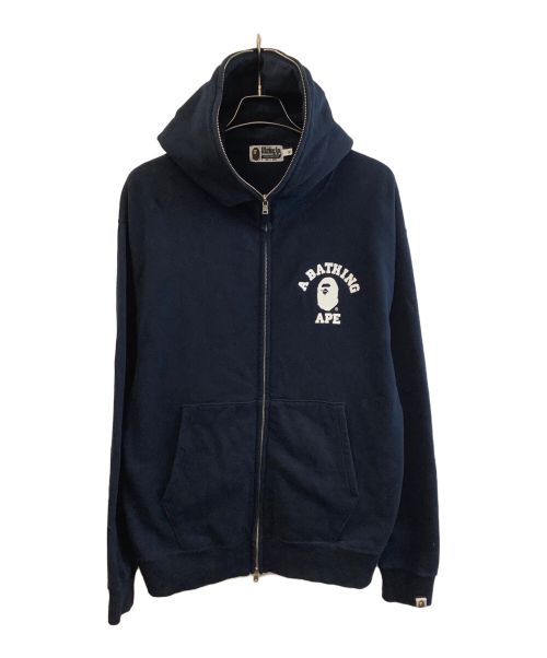 A BATHING APE（アベイシングエイプ）A BATHING APE (アベイシングエイプ) College Relaxed Fit Full Zip Hoodie ネイビー サイズ:XLの古着・服飾アイテム