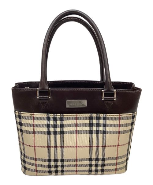 BURBERRY（バーバリー）BURBERRY (バーバリー) ノヴァチェックハンドバッグ ベージュ×ブラウンの古着・服飾アイテム