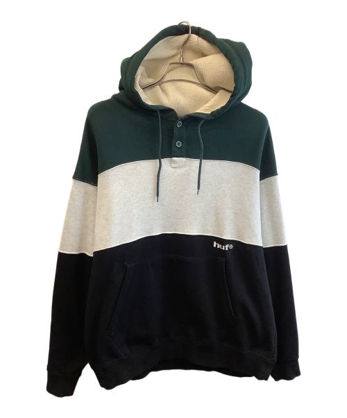 HUF（ハフ）HUF (ハフ) パーカー グリーン×ブラック サイズ:Lの古着・服飾アイテム