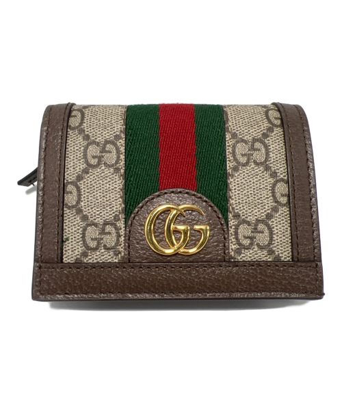 GUCCI（グッチ）GUCCI (グッチ) オフィディア GGカードケース ブラウン×ベージュの古着・服飾アイテム