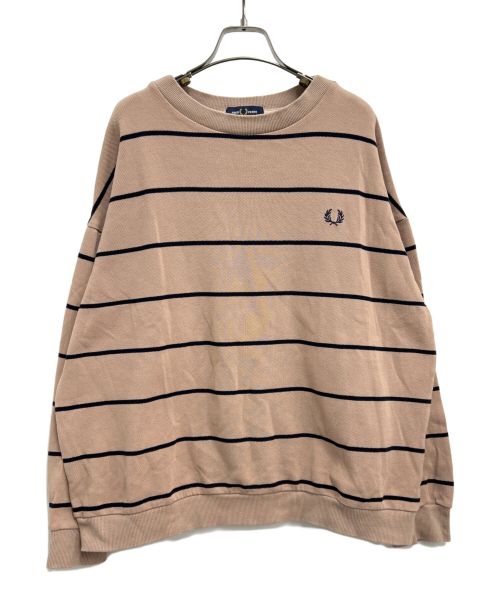 FRED PERRY（フレッドペリー）FRED PERRY (フレッドペリー) BEAMS (ビームス) 別注ピケボーダースウェット ベージュ×ネイビー サイズ:Lの古着・服飾アイテム