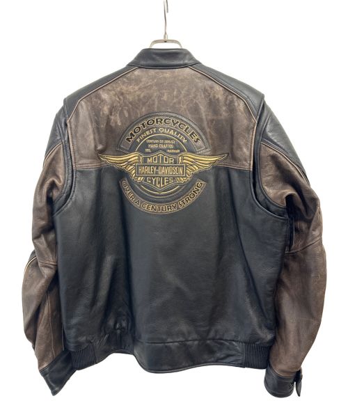 HARLEY-DAVIDSON（ハーレーダビッドソン）HARLEY-DAVIDSON (ハーレーダビッドソン) レザージャケット ブラック×ブラウン サイズ:Lの古着・服飾アイテム