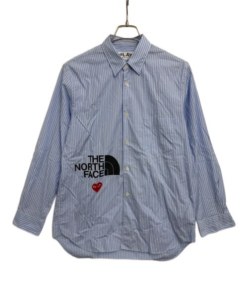 PLAY COMME des GARCONS（プレイ コムデギャルソン）PLAY COMME des GARCONS (プレイ コムデギャルソン) THE NORTH FACE (ザ ノース フェイス) ストライプシャツ ブルー サイズ:Mの古着・服飾アイテム