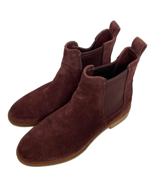 CLARKS（クラークス）CLARKS (クラークス) スエードサイドゴアブーツ ワインレッド サイズ:23.5の古着・服飾アイテム