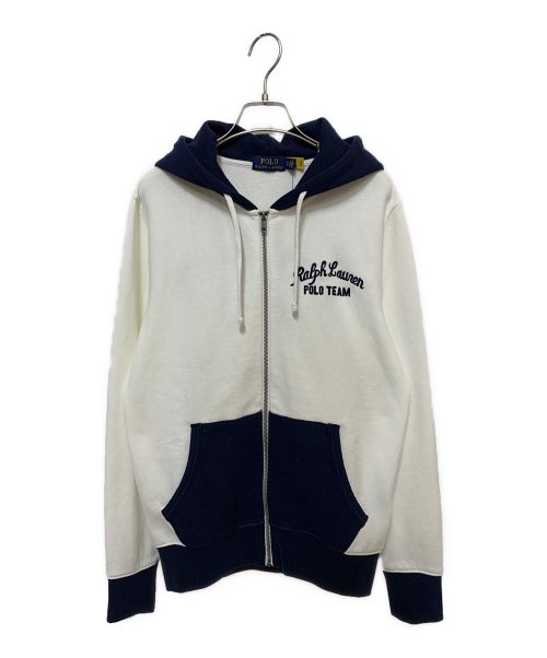 POLO RALPH LAUREN（ポロ・ラルフローレン）POLO RALPH LAUREN (ポロ・ラルフローレン) ジップパーカー ホワイト×ネイビー サイズ:XS 未使用品の古着・服飾アイテム