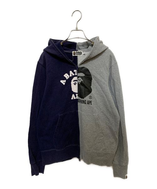 A BATHING APE（アベイシングエイプ）A BATHING APE (アベイシングエイプ) ジップパーカー ネイビー×グレー サイズ:Mの古着・服飾アイテム