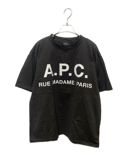 A.P.C.（アーペーセー）A.P.C. (アーペーセー) 別注 ロゴプリント オーバーサイズTシャツ ブラック サイズ:Mの古着・服飾アイテム