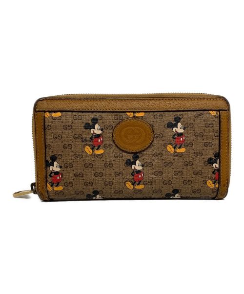 GUCCI x Disney（グッチ ディズニー）GUCCI x Disney (グッチ ディズニー) ミニGGスプリーム ジップウォレット ブラウンの古着・服飾アイテム