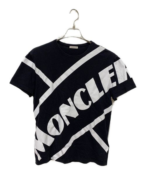 MONCLER（モンクレール）MONCLER (モンクレール) プリントTシャツ ブラック×ホワイト サイズ:Lの古着・服飾アイテム