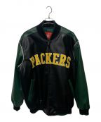 NFLエヌエフエル）の古着「PACKERS　スタジャン」｜ブラック×グリーン