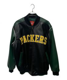 NFL（エヌエフエル）の古着「PACKERS　スタジャン」｜ブラック×グリーン