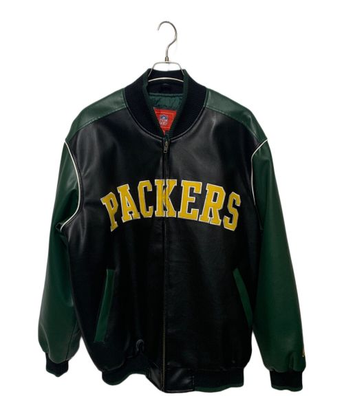 NFL（エヌエフエル）NFL (エヌエフエル) PACKERS　スタジャン ブラック×グリーン サイズ:Lの古着・服飾アイテム