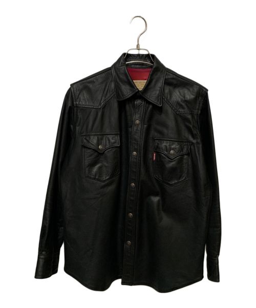 Aero LEATHER（エアロレザー）Aero LEATHER (エアロレザー) レザーウエスタンシャツ ブラック サイズ:40の古着・服飾アイテム