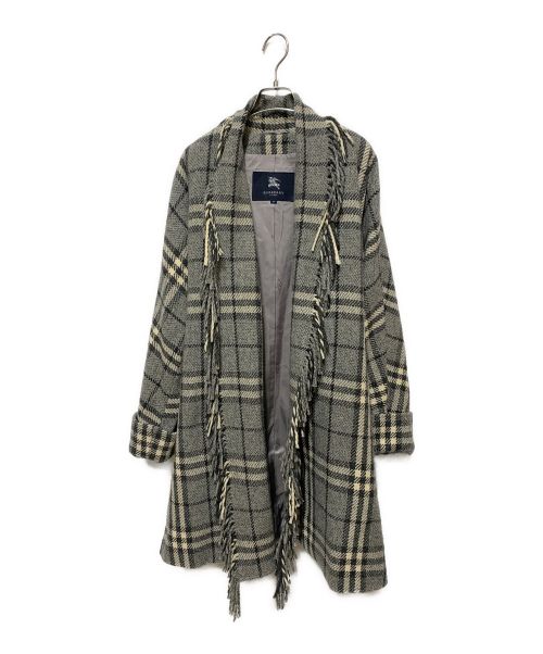 BURBERRY LONDON（バーバリーロンドン）BURBERRY LONDON (バーバリーロンドン) フリンジカラーコート グレー サイズ:38の古着・服飾アイテム