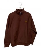 CarHarttカーハート）の古着「HALF ZIP AMERICAN SCRIPT SWEAT」｜ブラウン