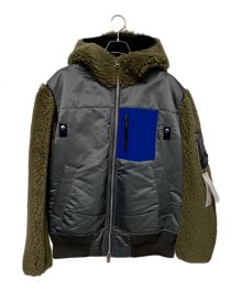 sacai（サカイ）の古着「カラーブロックフーデッドジャケット」｜グレー×グリーン