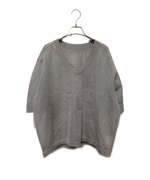 CLANE（クラネ）CLANE (クラネ) シアーVネックニットトップス グレー サイズ:1の古着・服飾アイテム