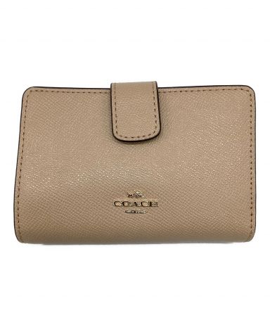 【中古・古着通販】COACH (コーチ) 2つ折り財布 ピンクベージュ