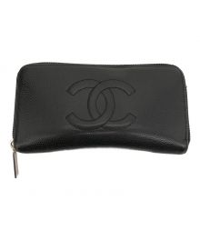 CHANEL（シャネル）の古着「ラウンドファスナー財布/長財布/ジップウォレット」｜ブラック