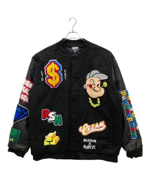 Reason（リーズン）Reason (リーズン) POPEYE (ポパイ) スタジャン ブラック サイズ:２Xの古着・服飾アイテム