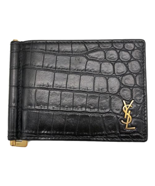 Saint Laurent Paris（サンローランパリ）Saint Laurent Paris (サンローランパリ) TINY MONOGRAM BILL CLIP WALLET/マネークリップ ブラックの古着・服飾アイテム