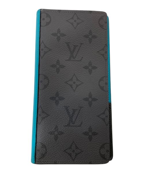 LOUIS VUITTON（ルイ ヴィトン）LOUIS VUITTON (ルイ ヴィトン) ポルトフォイユ・ブラザ NM/長財布 ブラック×ターコイズブルーの古着・服飾アイテム