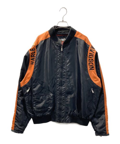 HARLEY-DAVIDSON（ハーレーダビッドソン）HARLEY-DAVIDSON (ハーレーダビッドソン) レーシングジャケット ブラック×ブラウン サイズ:Lの古着・服飾アイテム