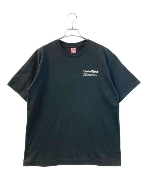 Wasted Youth Budweiser（ウェイステッド・ユース×バドワイザー）Wasted Youth Budweiser (ウェイステッド・ユース×バドワイザー) 半袖Tシャツ ブラック サイズ:Lの古着・服飾アイテム