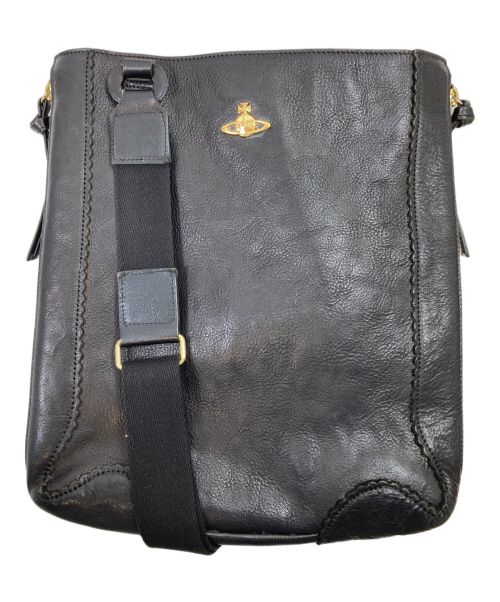 Vivienne Westwood elite（ヴィヴィアンウエストウッド エリート）Vivienne Westwood elite (ヴィヴィアンウエストウッド エリート) サイドジップレザーショルダーバッグ ブラックの古着・服飾アイテム