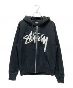 stussyステューシー）の古着「ジップパーカー」｜ブラック