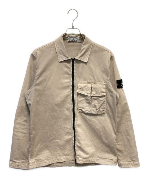 STONE ISLAND（ストーンアイランド）STONE ISLAND (ストーンアイランド) ジップアップシャツジャケット ベージュ サイズ:Ｍの古着・服飾アイテム