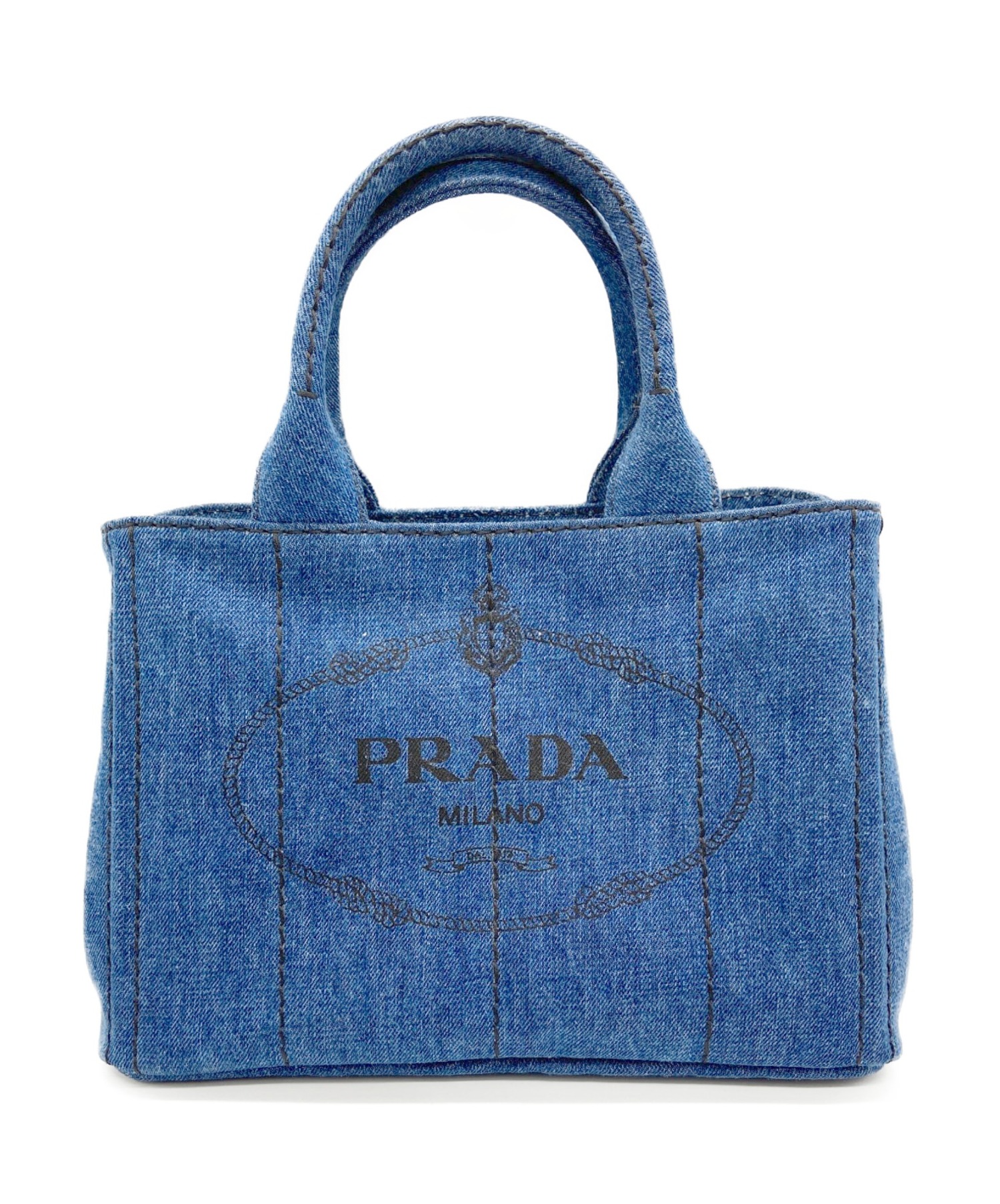 中古 古着通販 Prada プラダ トートバッグ インディゴ ミニカナパ