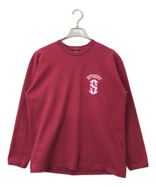 stussy（ステューシー）stussy (ステューシー) 長袖カットソー レッド サイズ:Ｌの古着・服飾アイテム